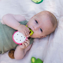 Jucărie dentiție, cauciuc natural, Fructul Dragon Fucsia, Oli&Carol