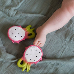 Jucărie dentiție, cauciuc natural, Fructul Dragon Fucsia, Oli&Carol