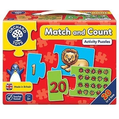 Puzzle copii, 20 bucăți cu 2 piese, Învață să numeri, Orchard Toys