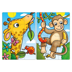 Puzzle bebe, 2 bucăți cu 12 piese, Primii Prieteni din junglă, Orchard Toys