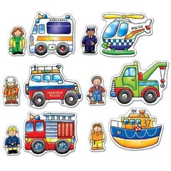 Puzzle bebe, 6 bucăți cu 2 piese, Echipa de salvare, Orchard Toys