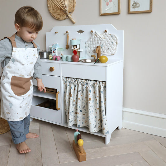 Șorț de bucătărie pentru copii, bumbac organic, alb, Dreamland, Cam Cam Copenhagen