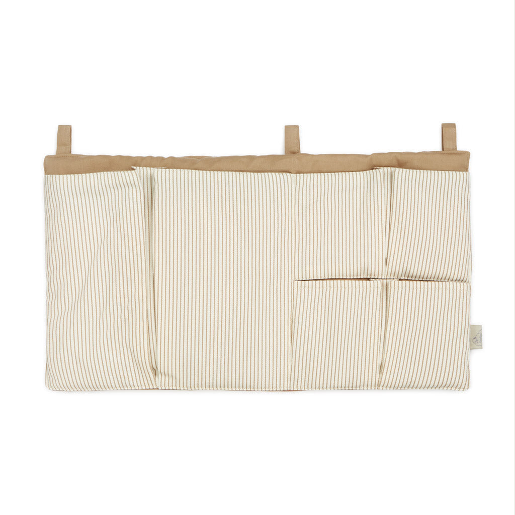 Organizator pentru pătuț, textil cu 3 buzunare, 42 x 24 cm, Dungi bej, Cam Cam Copenhagen