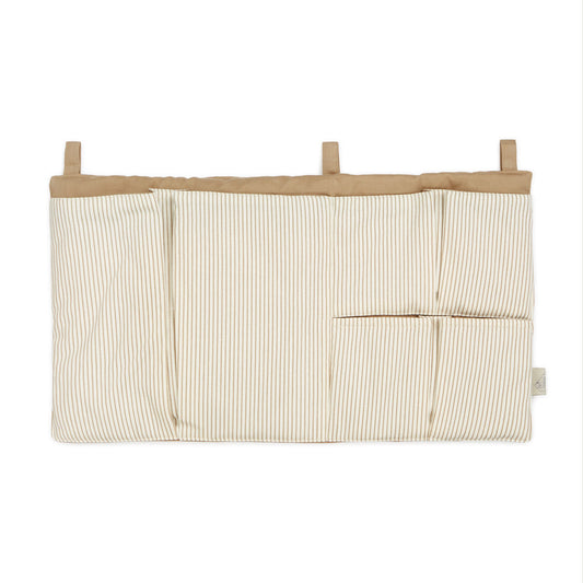 Organizator pentru pătuț, textil cu 3 buzunare, 42x24 cm, Classic Stripes Camel, Cam Cam Copenhagen