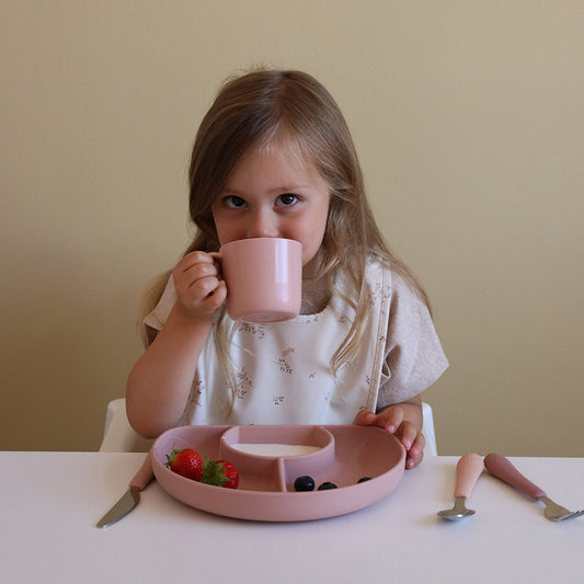 Set farfurie și tacâmuri, silicon, roz, Cam Cam Copenhagen