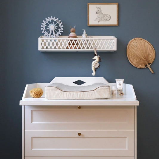 Saltea de înfășat, bumbac organic, dehusabilă, 63x49cm, Classic Stripes Camel, Cam Cam Copenhagen