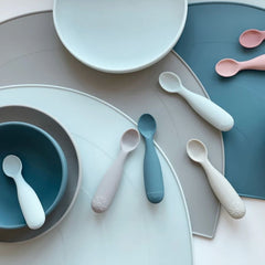 Set farfurii pentru bebeluși, silicon, 2 bucăți, bleu, Curcubeu, Cam Cam Copenhagen