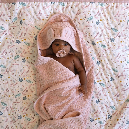 Prosop de baie cu glugă și urechiușe, 80x80 cm, bumbac organic, Dusty Rose, Cam Cam Copenhagen