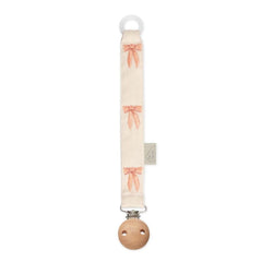 Lanț pentru suzetă brodat, bumbac organic și clips din lemn, 22cm, Bows, Cam Cam Copenhagen