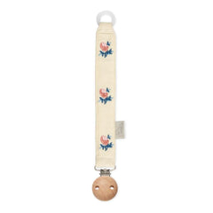 Lanț pentru suzetă brodat, bumbac organic și clips din lemn, 22cm, Berries, Cam Cam Copenhagen