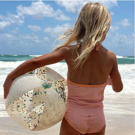 Minge de plajă pentru copii, gonflabilă, 35 cm, Cotton Candy Glitter 2, SUNNYLiFE