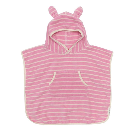 Prosop poncho cu glugă pentru copii, 100 % bumbac, 86 cm, Cotton Candy Pink Stripe, SUNNYLiFE