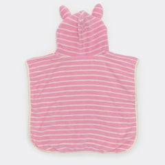 Prosop poncho cu glugă pentru copii, 100 % bumbac, 86 cm, Cotton Candy Pink Stripe, SUNNYLiFE