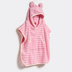 Prosop poncho cu glugă pentru copii, 100 % bumbac, 86 cm, Cotton Candy Pink Stripe, SUNNYLiFE
