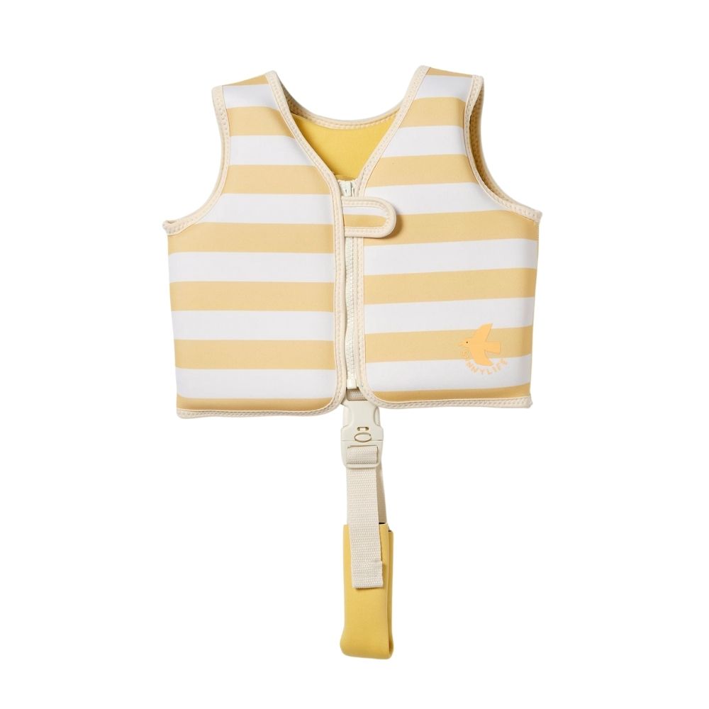 Vestă de înot pentru copii, 2 - 3 ani, Sammy the Seagull Mustard Stripe, SUNNYLiFE