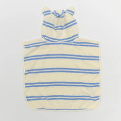 Prosop poncho cu glugă pentru copii, 100% bumbac, 86 cm, Sammy the Seagull Blue Stripe, SUNNYLiFE