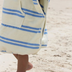 Prosop poncho cu glugă pentru copii, 100% bumbac, 86 cm, Sammy the Seagull Blue Stripe, SUNNYLiFE