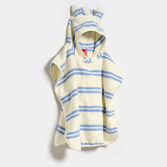 Prosop poncho cu glugă pentru copii, 100% bumbac, 86 cm, Sammy the Seagull Blue Stripe, SUNNYLiFE