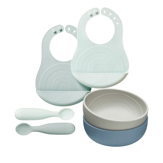 Set diversificare cu bavețică, albastru silicon, Cam Cam Copenhagen