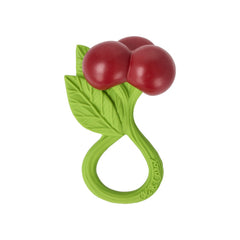 Jucărie dentiție cu zornăitoare, cauciuc natural, Cireșe, Oli&Carol
