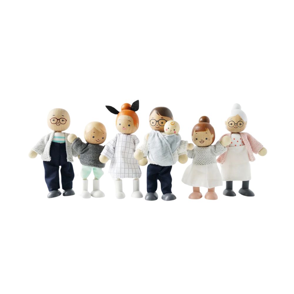 Figurine, textile, 7 piese, Familie pentru casa de păpuși, Le Toy Van