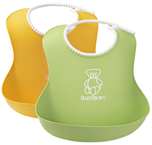 BabyBjorn - Set 2 bavete Soft Bib, Green/Yellow