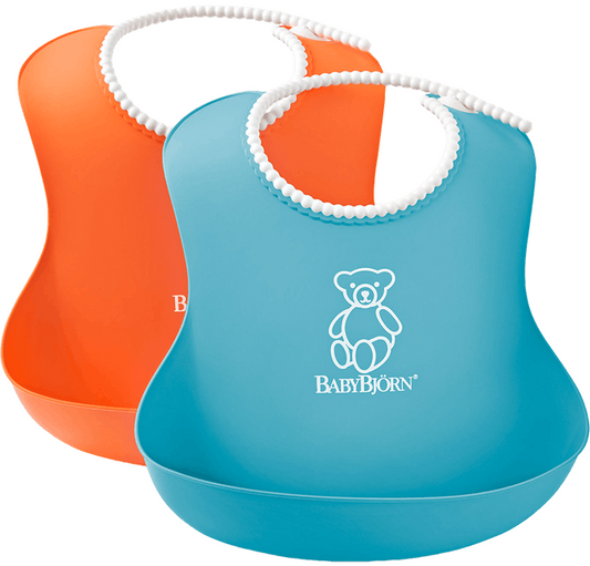 BabyBjorn - Set 2 bavete Soft Bib, Orange/Turquoise