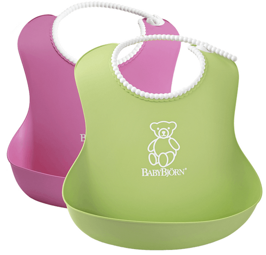 BabyBjorn - Set 2 bavete Soft Bib, Pink/Green