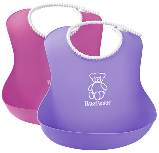 BabyBjorn - Set 2 bavete Soft Bib, Pink/Purple