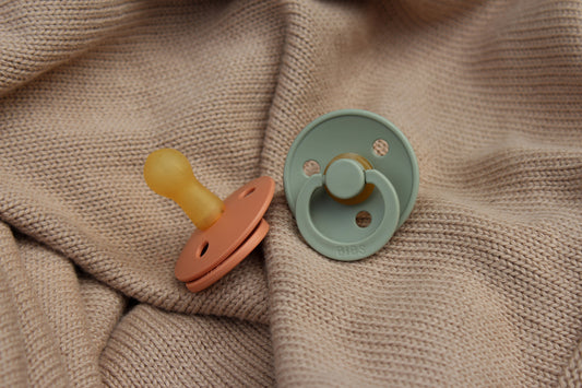 BIBS - Set 2 suzete Colour Latex, tetina rotunda, 0 luni +-Ivory/Blush