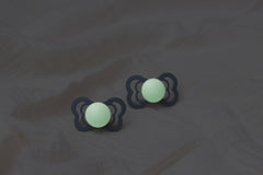 BIBS - Set 2 suzete Fosforencente Couture Glow Latex, tetina anatomica, 0 luni +-Sage/Cloud