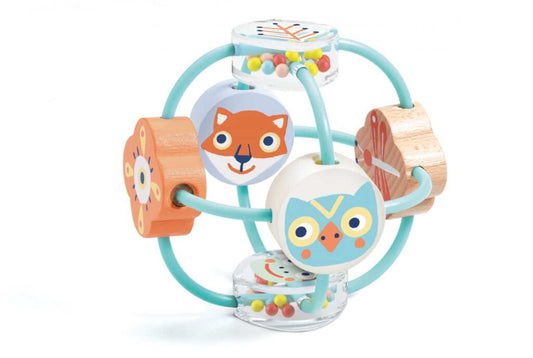 Jucărie zornăitoare, lemn, plastic, Baby Bali, Djeco