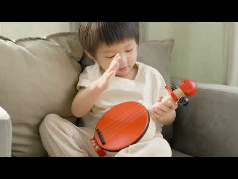 Banjo de jucărie, lemn, roșu, Plan Toys