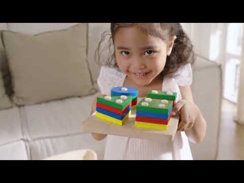 Jucărie de sortat, lemn, Tablă cu forme geometrice Montessori, Plan Toys